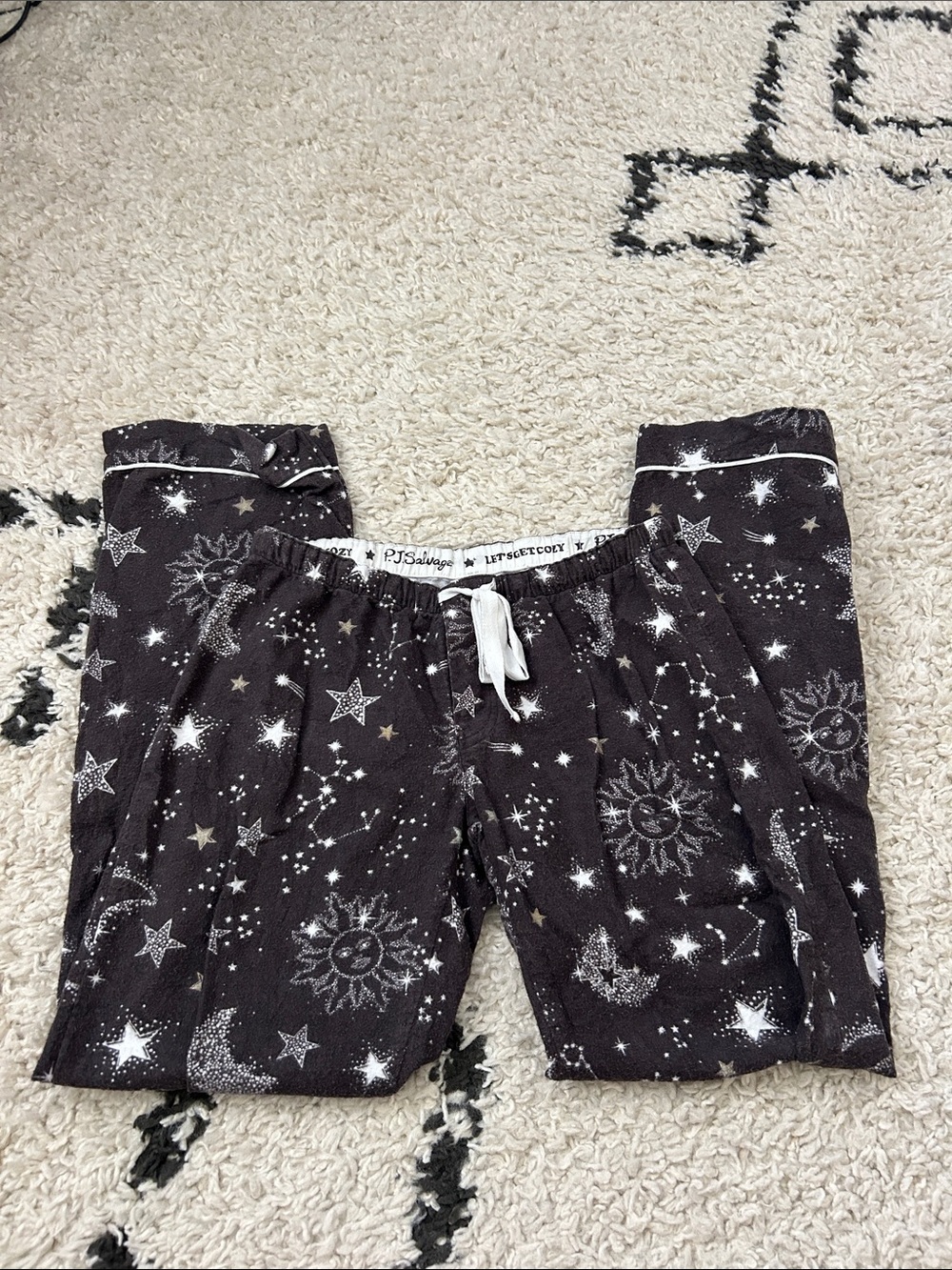 PJ Salvage Black Star & Sun Print Pajama Pants